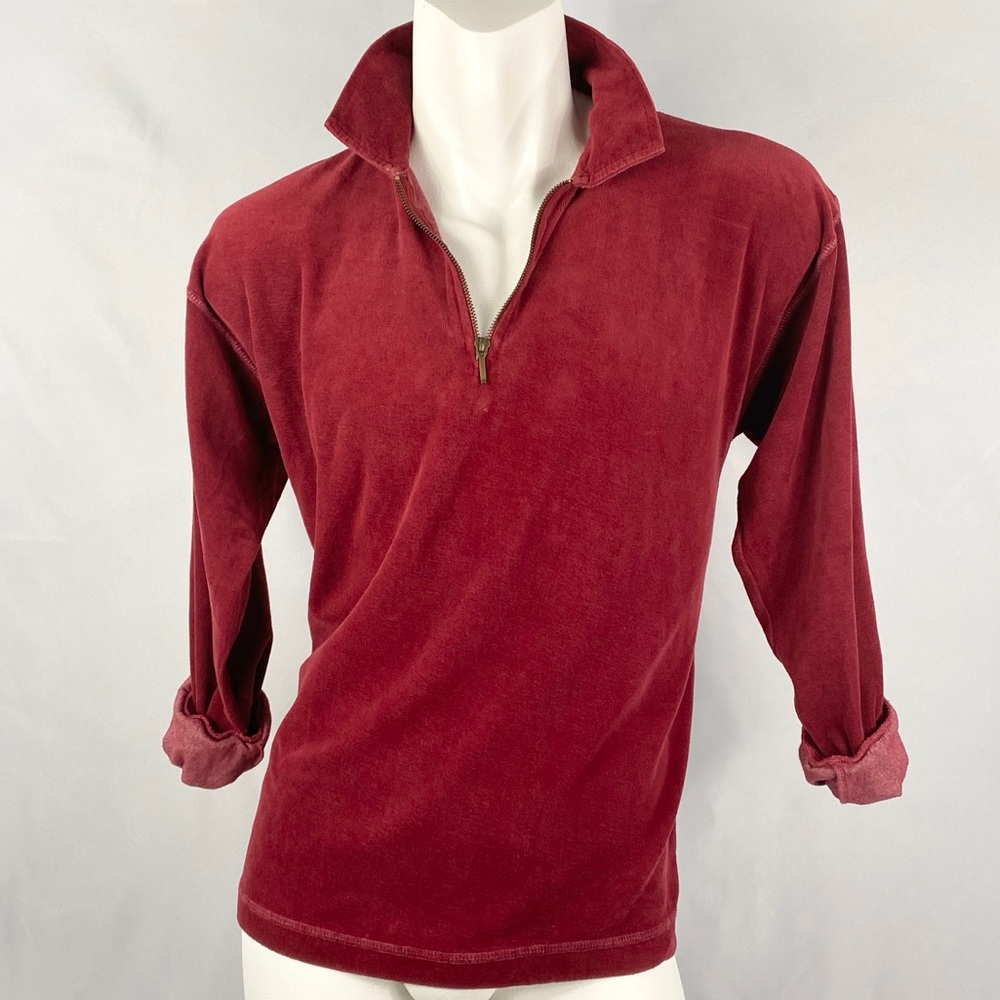 88 Keys | Mens Merlot Velvet 1/4 Zip Sweater M